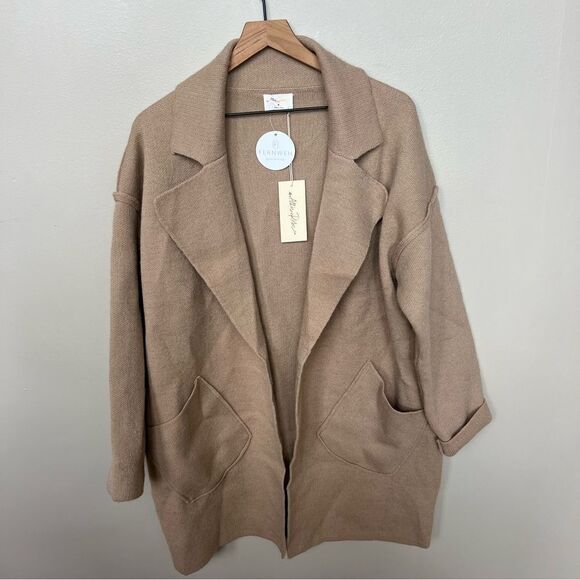 Allie Rose NWT Camel Collared Coatigan Sweater Cardigan Jacket Size Medium - Picture 3 of 12